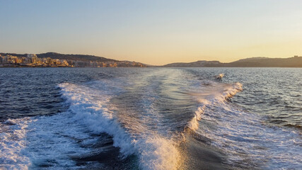 Yacht ride on the Mediterranean sea on the Maltese shore