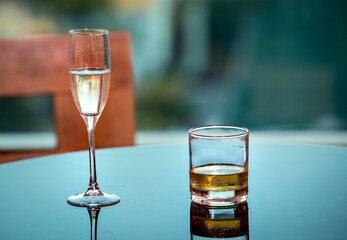 glasses of champagne on table