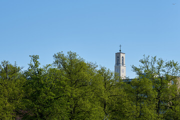 Fototapeta na wymiar A clocktower of Martinkirkko church in Turku, Finland.