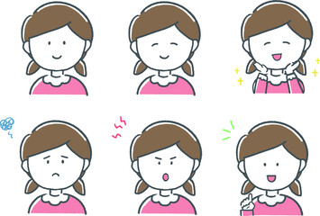 女の子のイラスト　6パターン
