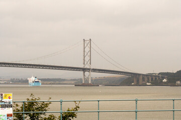 Edinburgh, Scotland. The Forth Road Bridge, a suspension bridge opened in 1964