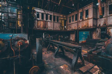 Fotobehang Vieille usine avec des machines rouillées  © Damblon Dimitri