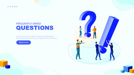 Trendy flat illustration. Frequently asked questions page concept. FAQ. Question mark. Template for your design works. Vector graphics.