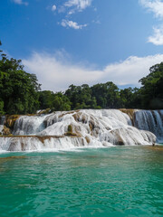 Beatiful natrual water pools of Agua Azul In South of Mexico