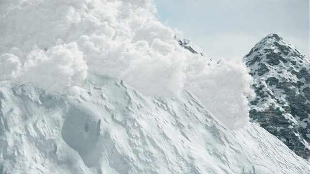 Computer simulation of snow avalanche in the mountains.