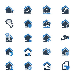 Property insurance icons set 01