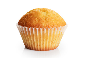 Birthday cupcake isolated on a white background.