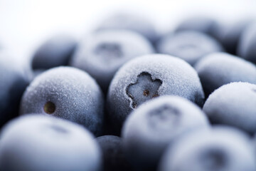 Frozen blueberries background.