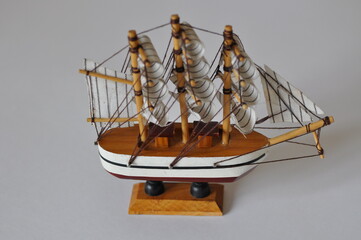 wooden ship, wood, toy