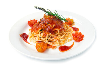 Spaghetti Bolognese and tomato sauce with fresh tomato