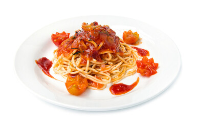 Spaghetti Bolognese and tomato sauce with fresh tomato