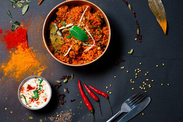 Indian food and spicy spices, stylish photos for the menu