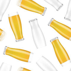 Realistic 3d Detailed Beer Mugs Seamless Pattern Background. Vector