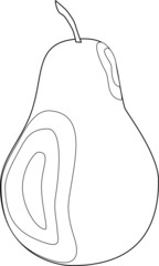 black-and-white image of a pear with lines