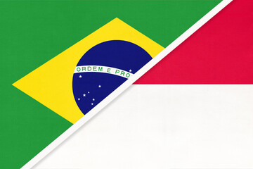 Brazil and Monaco, symbol of national flags from textile. Championship between two countries.