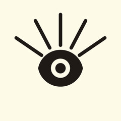 Eye icon thin line for web and mobile, modern minimalistic flat design. Vector dark grey icon on light pastel background.