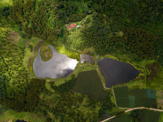 Aerial View Drone Forest Lakes Cottage, Guatemala
