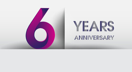 6th years Anniversary celebration logo, flat design isolated on white background, vector elements for banner, invitation card and birthday party.