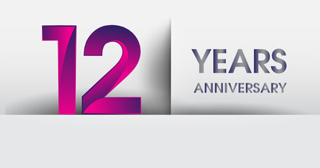 12th years Anniversary celebration logo, flat design isolated on white background, vector elements for banner, invitation card and birthday party.
