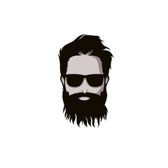 Barbershop Logo with bearded men.vector template