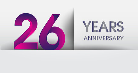 26th years Anniversary celebration logo, flat design isolated on white background, vector elements for banner, invitation card and birthday party.