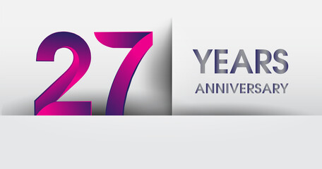 27th years Anniversary celebration logo, flat design isolated on white background, vector elements for banner, invitation card and birthday party.