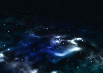 Fototapeta na wymiar 銀河のイメージ　星空と青と白の星雲　03