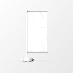 realistic vector white banner flag on white isoloate background