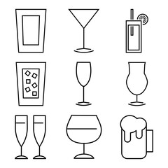 Set of Drink glasses icon. Vector.