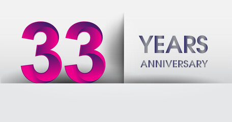 33rd years Anniversary celebration logo, flat design isolated on white background, vector elements for banner, invitation card and birthday party.