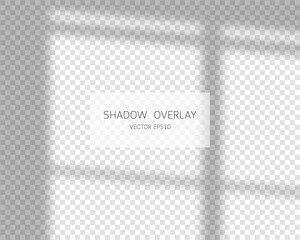 Shadow overlay effect. Natural shadows from window isolated on transparent background. Vector illustration. 