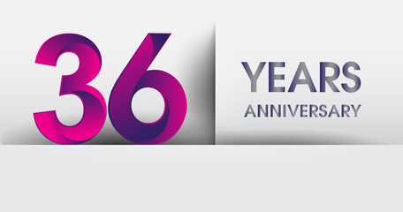 36th years Anniversary celebration logo, flat design isolated on white background, vector elements for banner, invitation card and birthday party.
