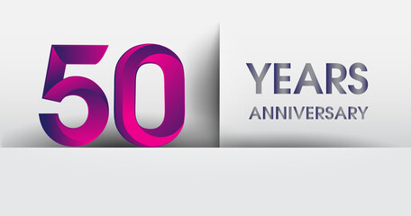 50th years Anniversary celebration logo, flat design isolated on white background, vector elements for banner, invitation card and birthday party.