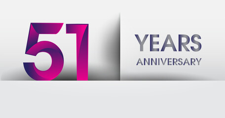 51st years Anniversary celebration logo, flat design isolated on white background, vector elements for banner, invitation card and birthday party.