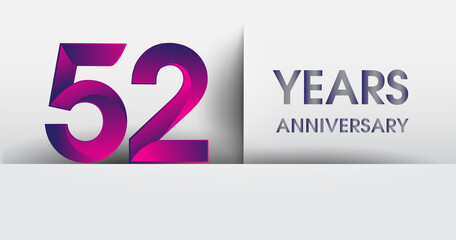 52nd years Anniversary celebration logo, flat design isolated on white background, vector elements for banner, invitation card and birthday party.