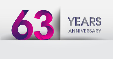 63rd years Anniversary celebration logo, flat design isolated on white background, vector elements for banner, invitation card and birthday party.