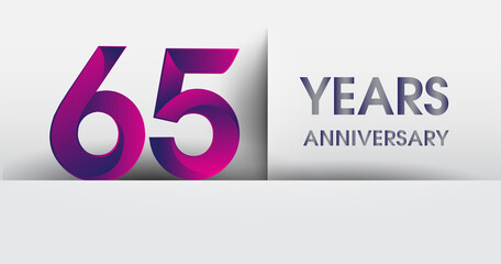 65th years Anniversary celebration logo, flat design isolated on white background, vector elements for banner, invitation card and birthday party.