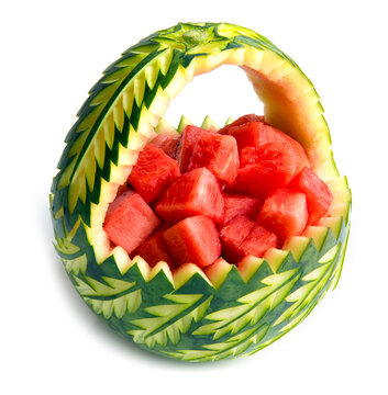 Watermelon decorated carving basket style