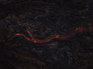 Active Volcano Pacaya Lava Flow River Aerial Drone View In Guatemala