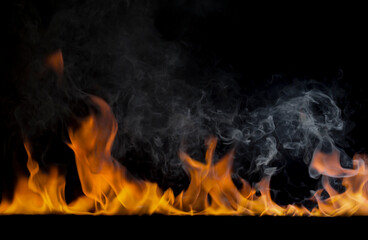 burning flame On a black background