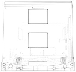 Camping RV trailer vector. Wire-frame line isolated. Vector rendering of 3d.