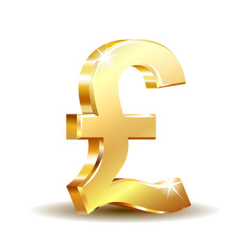 Shiny golden pound currency symbol. Vector illustration