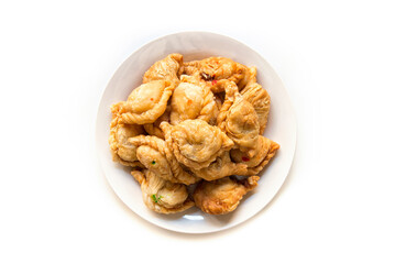 Thai dessert curry puff isolated on a white background