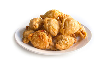 Thai dessert curry puff isolated on a white background