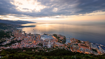 Monaco on the French Riviera in evening