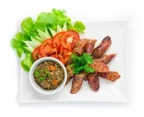 Pork Saucesage Spicy tasty in Northern Food of Thailand