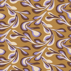 Marbled paper seamless vector pattern in warm browns and lavender. Traditional dyeing technique inspired surface print design. For fabrics, stationery, and packaging.