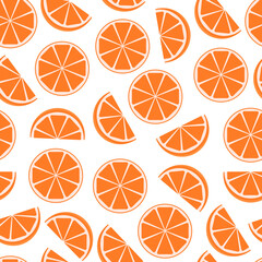 This is a seamless pattern texture of orange fruits on white background. Vector wrapping paper.
