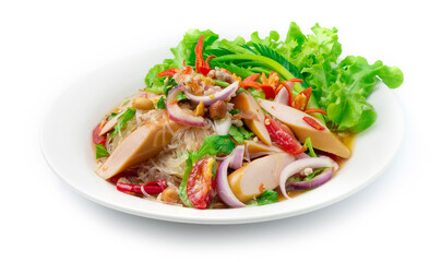 Spicy Salad Vermicelli Noodles with Pork Saucesage