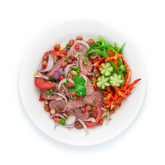 Spicy Salad with Fermented Pork Saucesage and vegetable